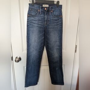 MADEWELL High Rise Stovepipe Straight Leg Jeans W25 Medium Wash